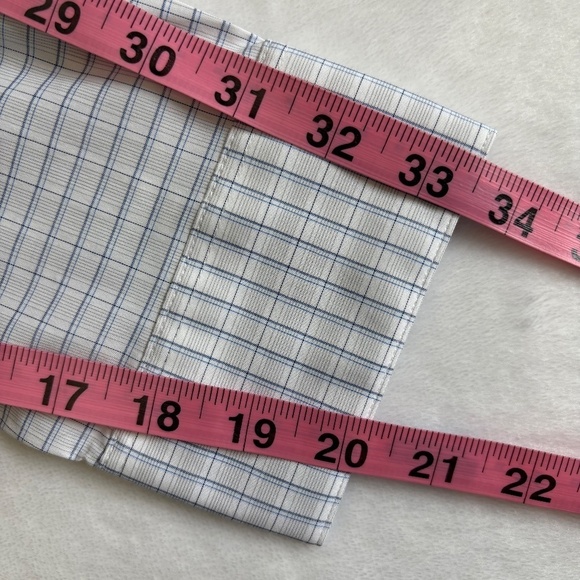 Calvin Klein Dress Shirt, Stretch, White/Blue Plaid, Neck, 17-17 1/2, 34/35, NWT - Picture 14 of 16